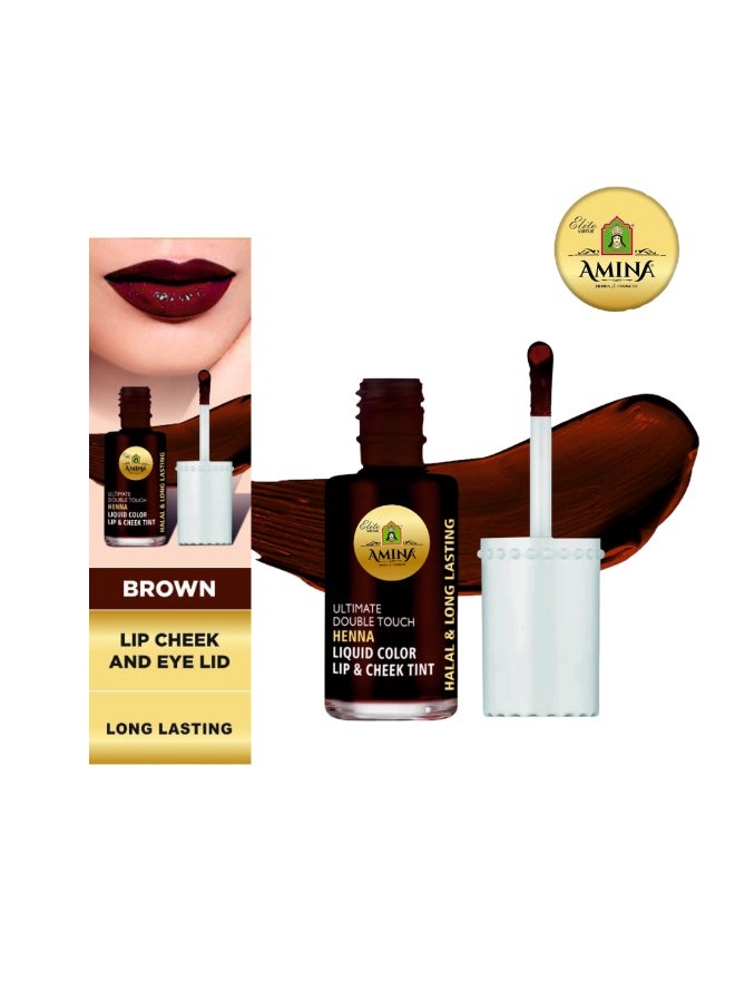 Amina Ultimate Double Touch First Ever Henna / Mehendi Base Liquid Lip & Cheek Long Lasting Tint Brown - Image 2