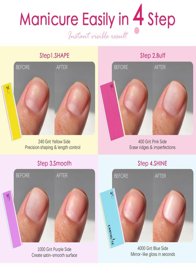 Canvalite Nail Files and Buffers, Shapes/Smooths/Shines Multi-Functional File & Polishing Buffer Block with 100/180 Grit Emery Boards, 14pcs Manicure Kit Natural Nail Care - Image 2