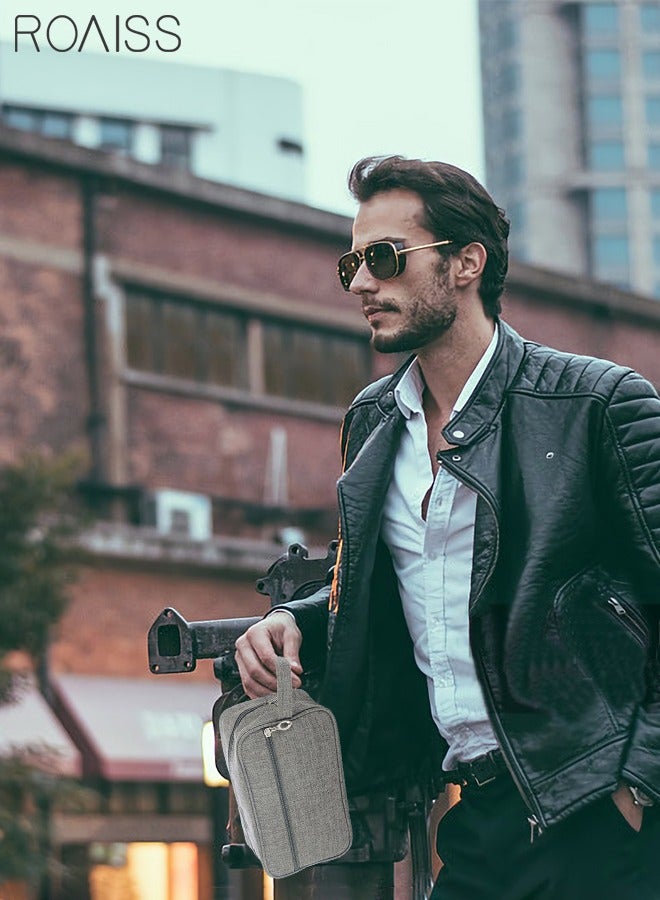 رويس حقيبة تخزين محمولة في الهواء الطلق حقيبة يد صغيرة مقاومة للماء سعة كبيرة مستحضرات التجميل حقيبة يد مستحضرات التجميل للرجال والنساء رحلة عمل باللون الرمادي - Image 2