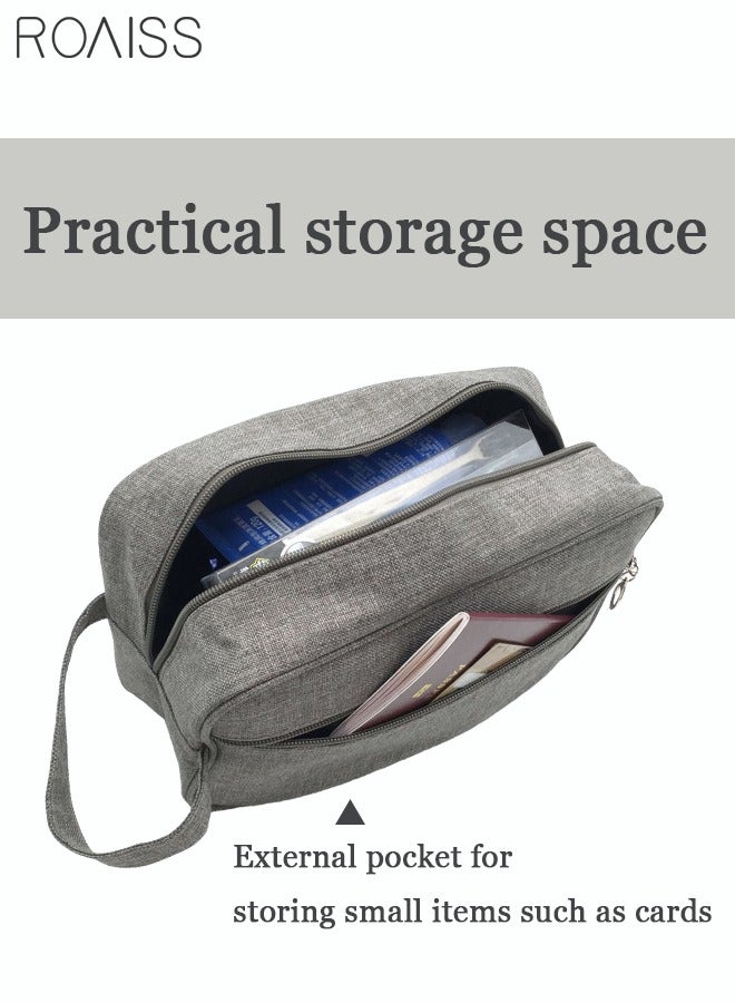 رويس حقيبة تخزين محمولة في الهواء الطلق حقيبة يد صغيرة مقاومة للماء سعة كبيرة مستحضرات التجميل حقيبة يد مستحضرات التجميل للرجال والنساء رحلة عمل باللون الرمادي - Image 3