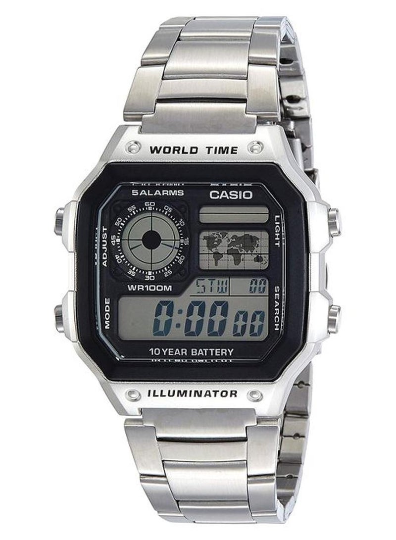 CASIO Men Water Resistant Digital Watch AE-1200WHD-1AVDF - 45 mm - Silver - Image 1