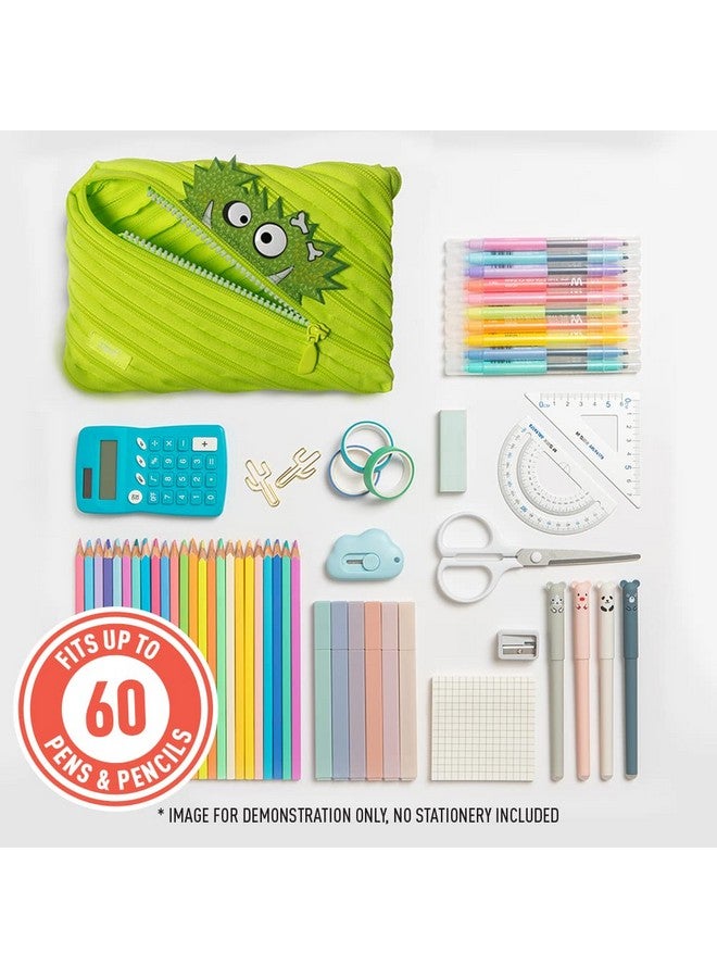 ZIPIT Monster Pencil Case for Boys | Big Pencil Pouch for School, College and Office | Pencil Bag for Kids (Green) - Image 5