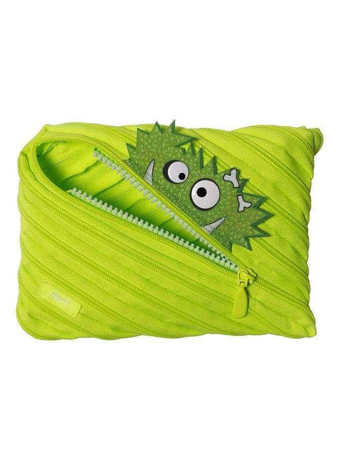 ZIPIT Monster Pencil Case for Boys | Big Pencil Pouch for School, College and Office | Pencil Bag for Kids (Green) - Image 1