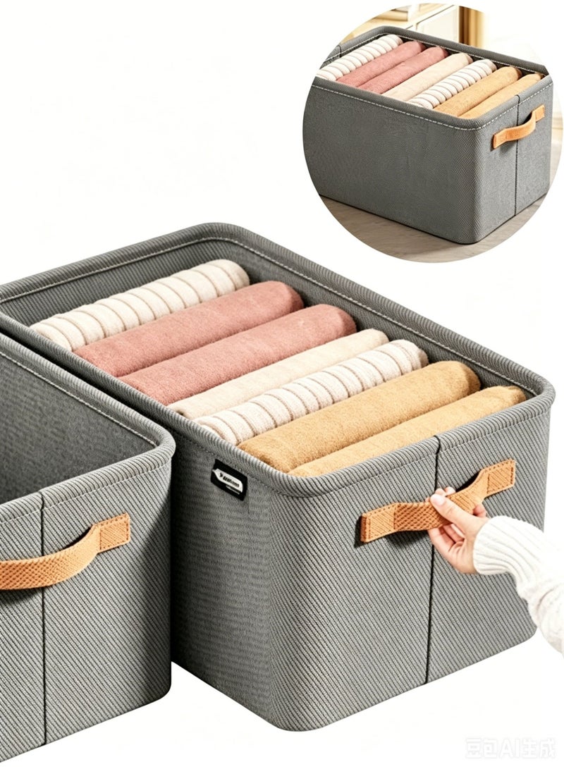 JACIRCLE 1/2/3Pcs Wardrobe Clothes Organizer Foldable  Closet Storage Organizer For Clothes Jeans Washable Closet Storage Boxes With Carrying  Handles Cube Storage Bin For Home Bedroom - Image 1