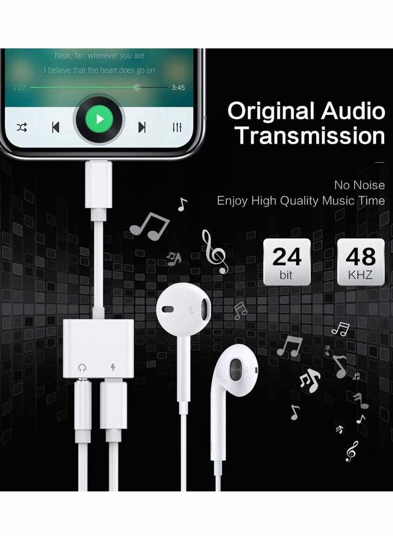 KASTWAVE Headphones Jack Adapter for iPhone, 2 in 1 Charger, Aux Audio Splitter Dongle Adapter for iPhone, for iPad, for iPod, Support All iOS System (2 Pack) - Image 4