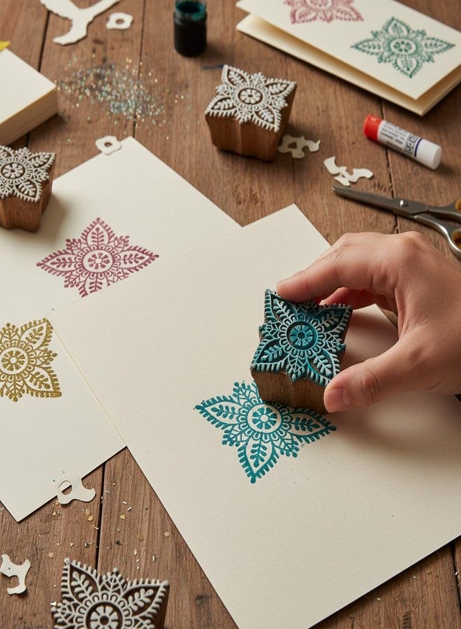 itsy-bitsy Itsy Bitsy Hand Carved Wooden Printing Block Eternal Blossom W 3inch X L 3inch 1pc Square Wood Print Stamp for Saree, Dupatta & Home Linen - Image 3