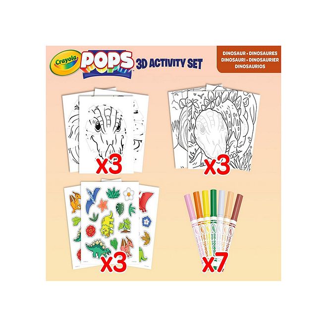 Crayola Pops 3D Dinosaur Coloring Kit, Fun Easy Color & Assemble, Ages 3+, Includes Markers & Stickers - Image 5