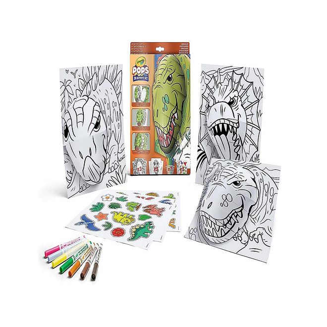 Crayola Pops 3D Dinosaur Coloring Kit, Fun Easy Color & Assemble, Ages 3+, Includes Markers & Stickers - Image 1