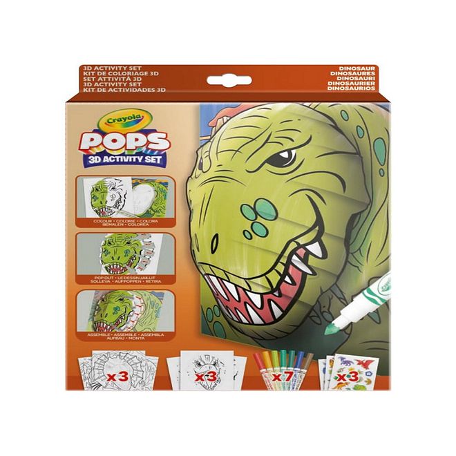 Crayola Pops 3D Dinosaur Coloring Kit, Fun Easy Color & Assemble, Ages 3+, Includes Markers & Stickers - Image 2