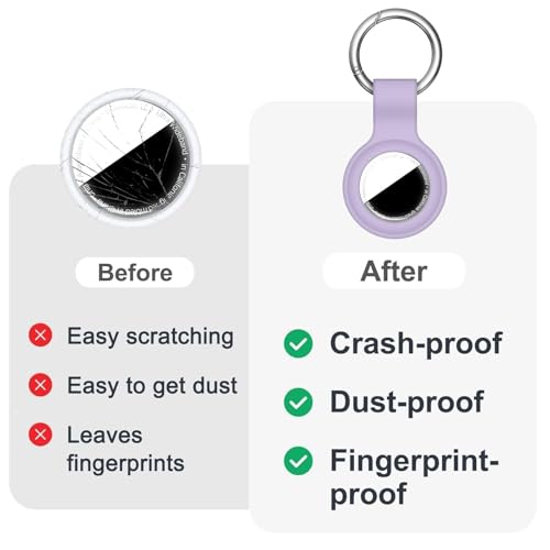 Linsaner Compatible with AirTag Case Keychain for Air Tag Holder Silicone for AirTags Key Ring Cases Tags Chain for Apple for AirTag GPS Item Finders Accessories, Lilac - Image 2