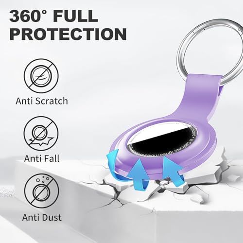 Linsaner Compatible with AirTag Case Keychain for Air Tag Holder Silicone for AirTags Key Ring Cases Tags Chain for Apple for AirTag GPS Item Finders Accessories, Lilac - Image 3