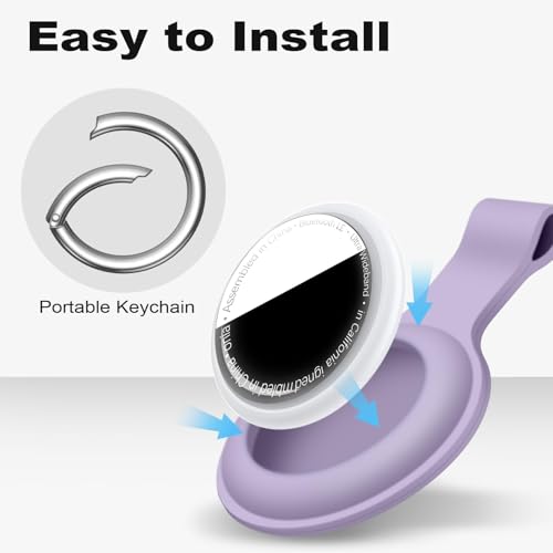 Linsaner Compatible with AirTag Case Keychain for Air Tag Holder Silicone for AirTags Key Ring Cases Tags Chain for Apple for AirTag GPS Item Finders Accessories, Lilac - Image 5