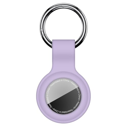 Linsaner Compatible with AirTag Case Keychain for Air Tag Holder Silicone for AirTags Key Ring Cases Tags Chain for Apple for AirTag GPS Item Finders Accessories, Lilac - Image 1