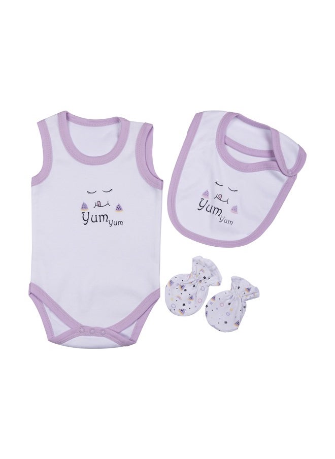 Babies Basic 7 Piece Unisex 100% Cotton Gift Set Include Bib, Pyjama, Mitten, Cap, Romper, Top And Bottom Set  - Image 3