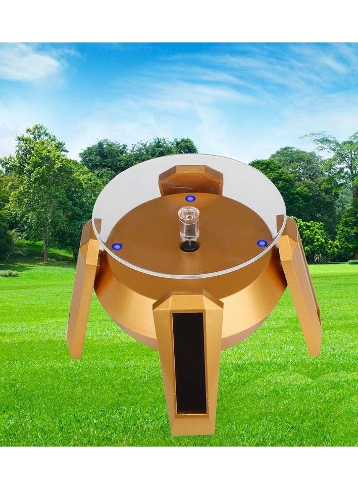 حامل مجوهرات دوار- يعمل بالطاقة الشمسية دوار 360 درجة ، - قرص دوار مع ضوء LED - ، حلقة ، قلادة ، عرض سوار ( ذهبي ) - Image 2