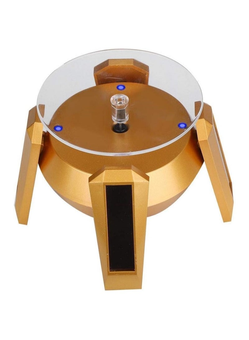 حامل مجوهرات دوار- يعمل بالطاقة الشمسية دوار 360 درجة ، - قرص دوار مع ضوء LED - ، حلقة ، قلادة ، عرض سوار ( ذهبي ) - Image 1