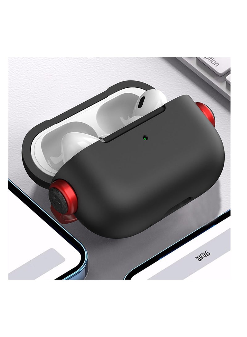 Anmi Protective Case Compatible with AirPods Pro 2 Earphones Secure Lock Design for Musicians with TPU Keychain Bag - Image 2