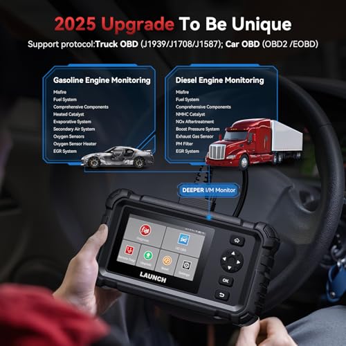LAUNCH CRP 129 HD Heavy Duty Truck Scanner, All System Diesel Diagnostic DP-F Regen Tool 7+Resets/165 Live Graph Data Code Reader for Cummins, Detroit, Freightliner, International, Paccar &More - Image 2