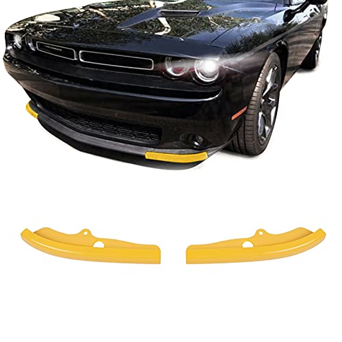 Hoolcar Front Bumper Lip Splitter Protector Front Shovels Cover for 2015-2021 Dodge Challenger Scat Pack R/T GT SRT Plus, Yellow, 2PCs - Image 1