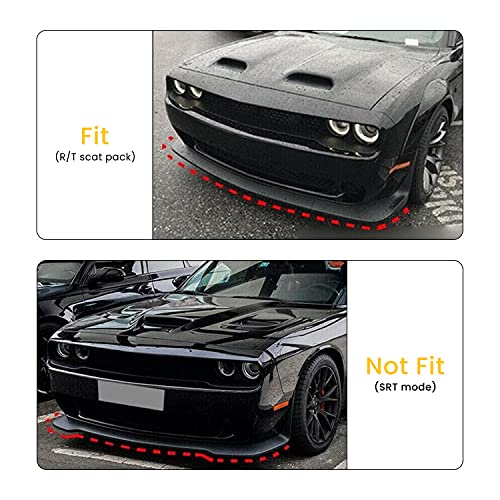 Hoolcar Front Bumper Lip Splitter Protector Front Shovels Cover for 2015-2021 Dodge Challenger Scat Pack R/T GT SRT Plus, Yellow, 2PCs - Image 3