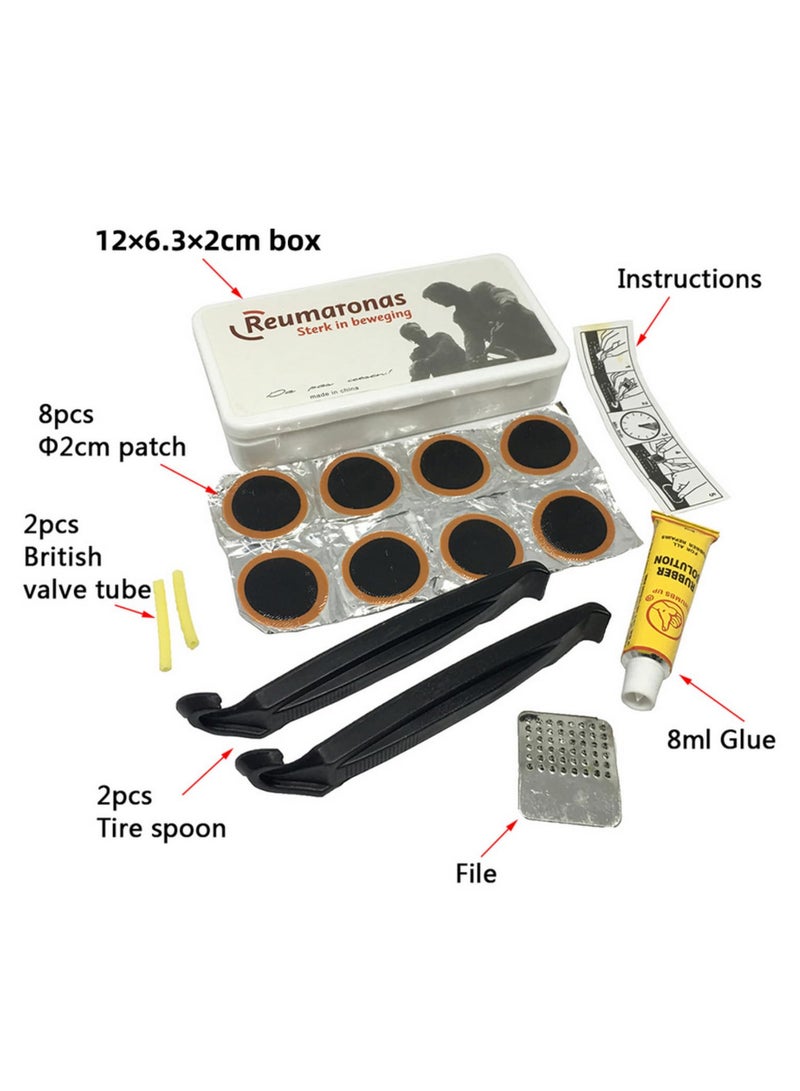 Generic Portable Bicycle Tire Repair Kit with Rubber Patch Glue and Lever Set for Bike MTB Moto Cycling Flat Tire Fix Tools Emergency Roadside Repair Kit  - Image 2