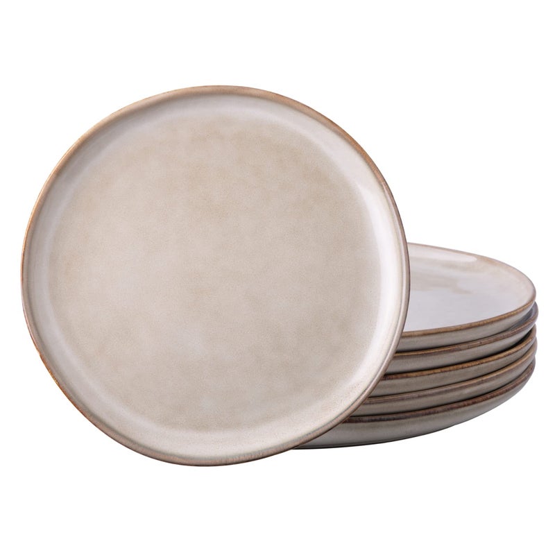 AmorArc Ceramic Dinner Plates Set of 6, 10.5 Inch Handmade Reactive Glaze Stoneware Plates, Rustic Shape Dinnerware Dish Set for Kitchen, Microwave & Dishwasher Safe, Scratch Resistant-Cappuccino - Image 1
