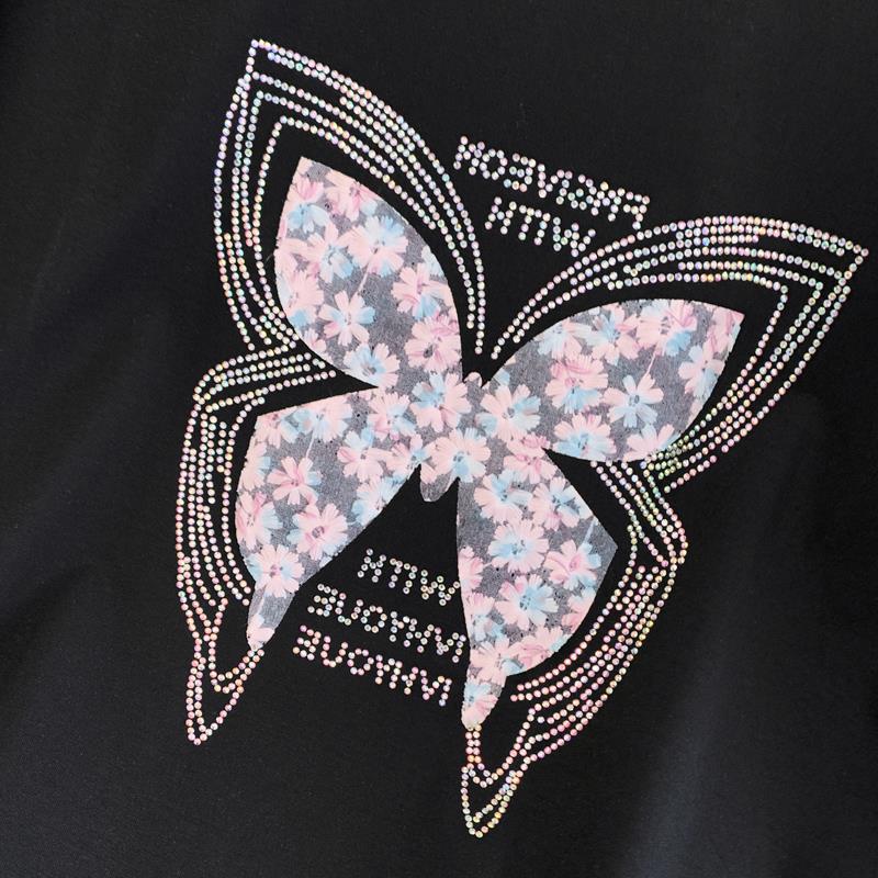 Women'S Summer Loose Design Rhinestone Personality Short-Sleeve T-Shirt With A Trendy Style - Image 3