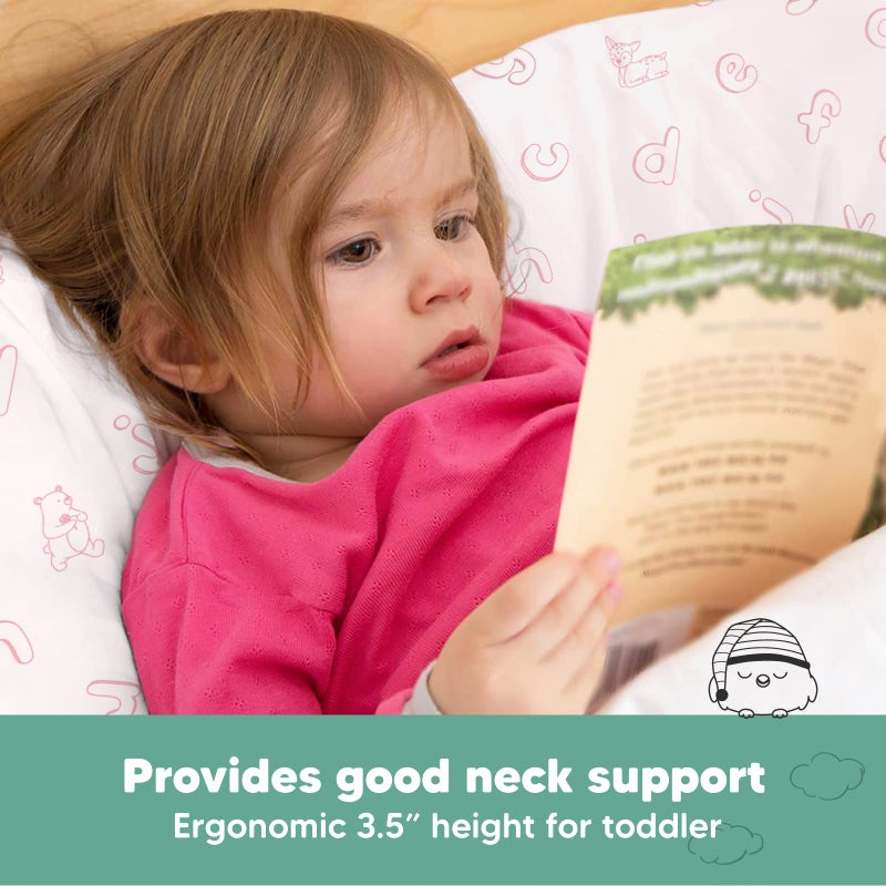 KeaBabies Toddler Pillow with Pillowcase - 13x18 My Little Dreamy Kids Travel Bed Pillows for Sleeping, Organic Cotton Small Pillowcase, Soft & Breathable, Machine Washable, Toddlers 2-5 (ABC Land Rose) - Image 5