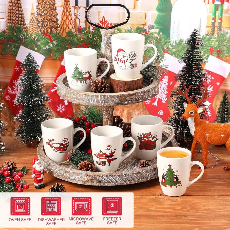 Shellwei 6 Pack Teacher Coffee Mugs 11 oz Holiday Ceramic Mugs Set Xmas Tea Cups with Handles Bulk Reusable Ceramic Coffee Cups for Women Men Teachers Appreciation Christmas GiftsFunny - Image 2
