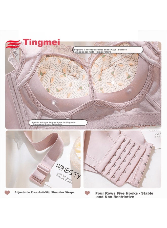 GRACEWELL Tingmei Shaping Bra For Women, Small Chest, Push-up, Side Support, Anti-sagging, Wireless Lace Bra - Image 3