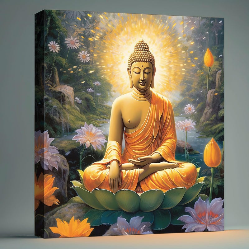 Olive Tree Buddha Wall Art Canvas Painting for Home Drawing Room Office Hotels DecorWooden Frame with Modern Style Hanging Art Perfect for Wedding Anniversary Gift SIze 24x24 Inch - Image 2