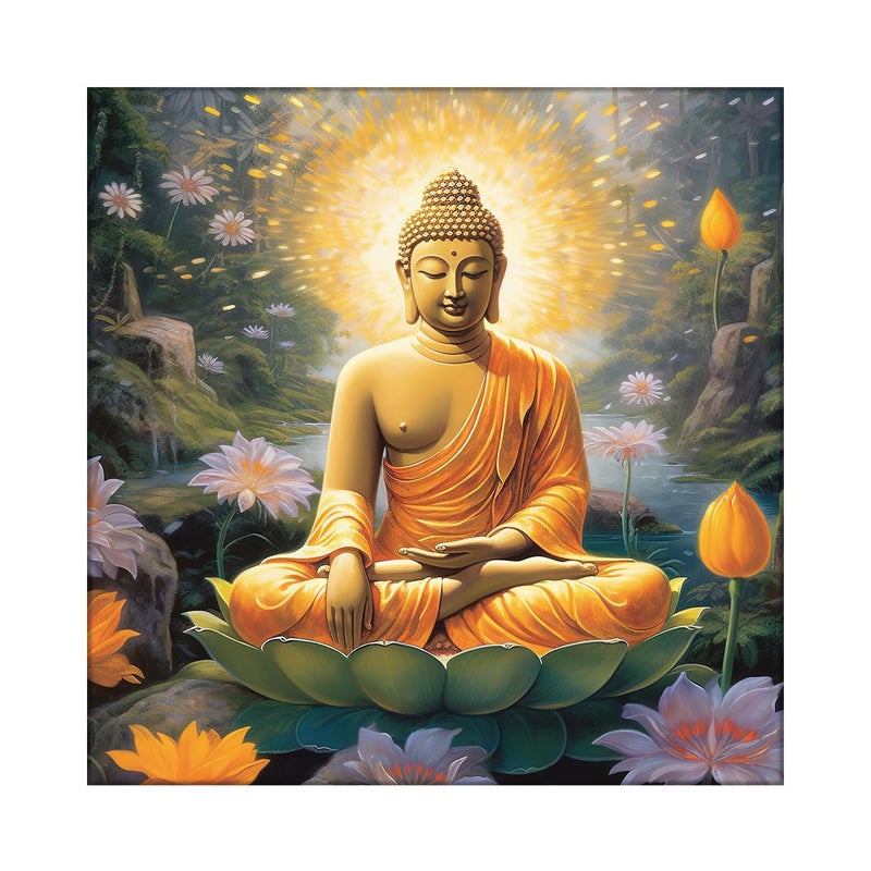 Olive Tree Buddha Wall Art Canvas Painting for Home Drawing Room Office Hotels DecorWooden Frame with Modern Style Hanging Art Perfect for Wedding Anniversary Gift SIze 24x24 Inch - Image 3