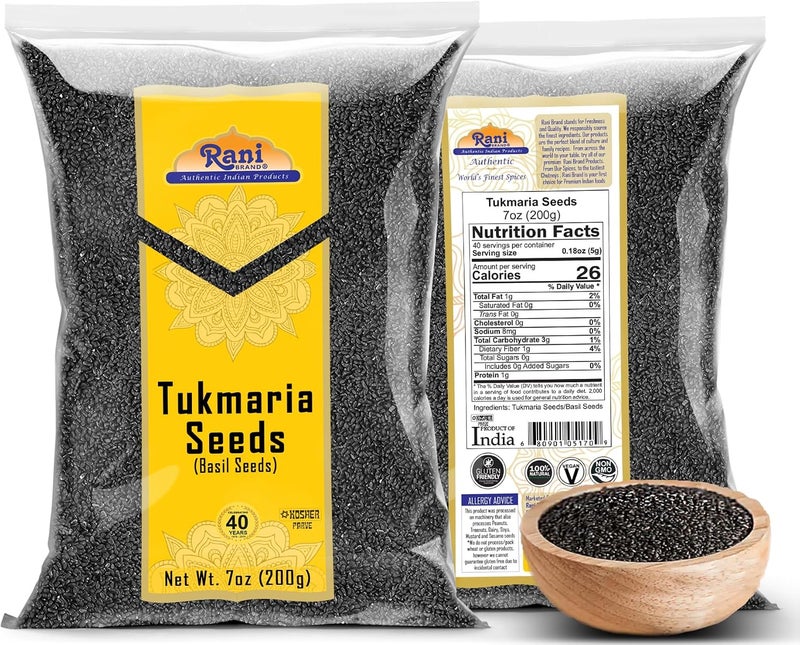 Rani Brand Tukmaria Seeds (Basil Seeds) - 7oz (200g) - Kosher and Natural - Image 2