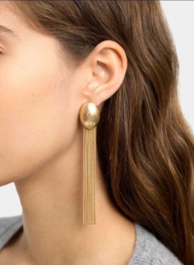 بارفوا أقراط طويلة مع حواف معدنية ذهبية