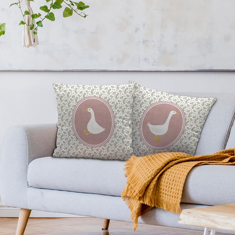 Nvotell Goose Decor Pillow Covers 18x18, Baby Girl Nursery Decor, Vintage Floral Botanical Goose Decorative Throw Pillow Covers Pillowcase for Baby Girl Nursery Room Bedroom Decor, Set of 2 - Image 2