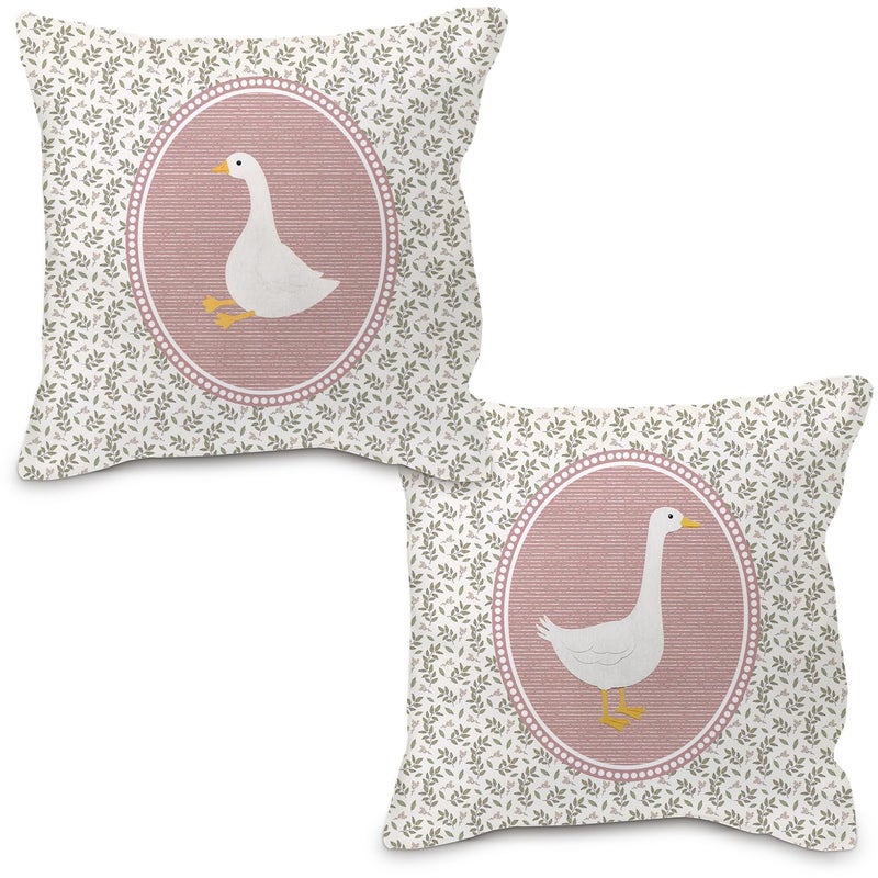 Nvotell Goose Decor Pillow Covers 18x18, Baby Girl Nursery Decor, Vintage Floral Botanical Goose Decorative Throw Pillow Covers Pillowcase for Baby Girl Nursery Room Bedroom Decor, Set of 2 - Image 1