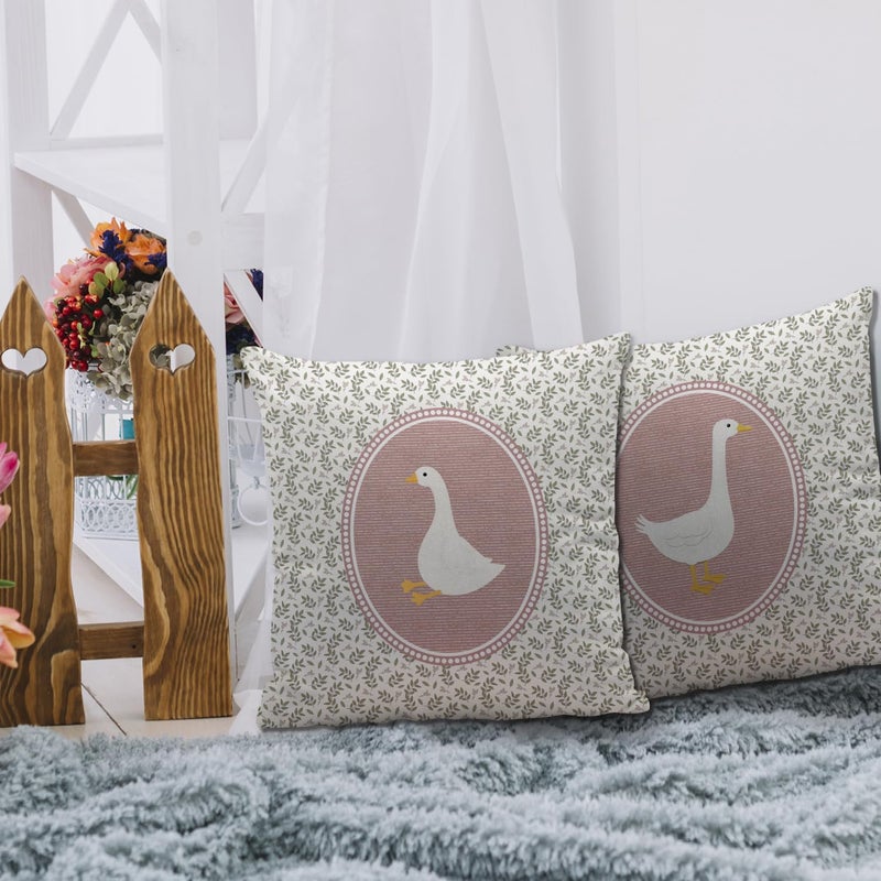 Nvotell Goose Decor Pillow Covers 18x18, Baby Girl Nursery Decor, Vintage Floral Botanical Goose Decorative Throw Pillow Covers Pillowcase for Baby Girl Nursery Room Bedroom Decor, Set of 2 - Image 4