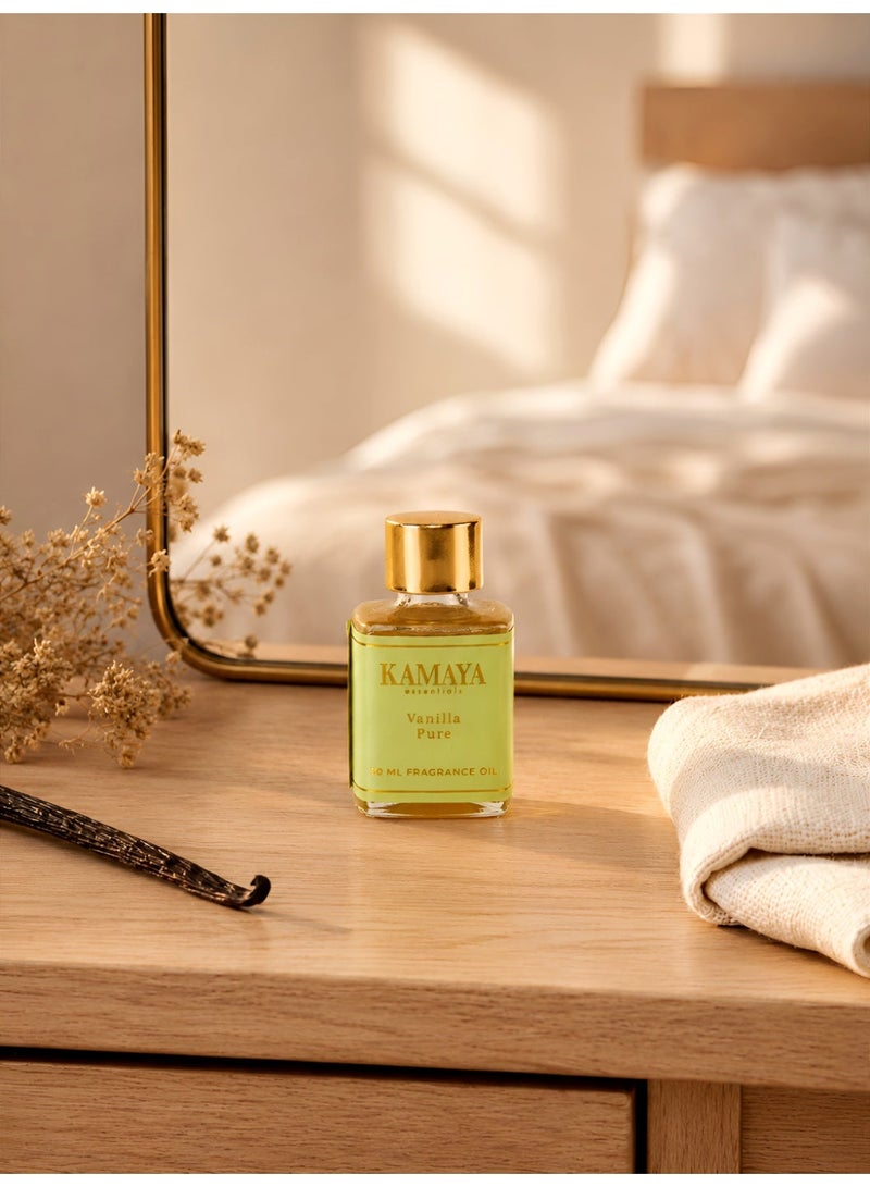 KAMAYA IRIS Collection Vanilla Pure Essential Oil in long lasting fragrance , 30ml | clear bottle with gold lid - Image 1