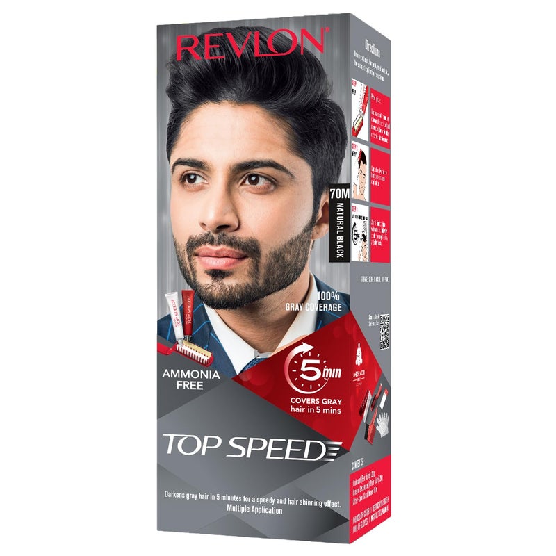 Revlon Top Speed Hair Color for Men Natural Black Infused with Mother of Pearl and Ginseng Root extract for Intense Conditioning 100 Grey Coverage in 5 Minutes Shiny Nourished Hair - Image 2