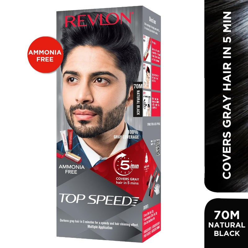 Revlon Top Speed Hair Color for Men Natural Black Infused with Mother of Pearl and Ginseng Root extract for Intense Conditioning 100 Grey Coverage in 5 Minutes Shiny Nourished Hair - Image 3