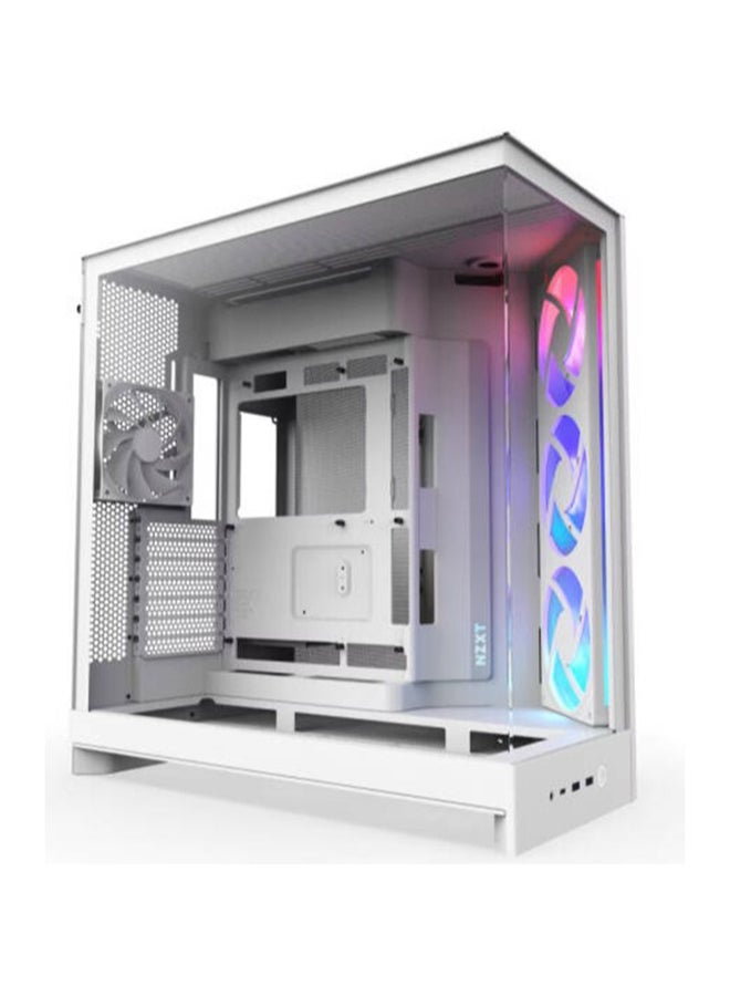 H9 Flow White ATX Mid-Tower Case, Dual-Chamber, Tempered Glass, High-Airflow Mesh Panels, Supports Mini-ITX to E-ATX, Up to 10 Fans & 420mm Radiators, Includes 4x Quiet 120mm Fans, 435mm GPU Clearance, USB 3.2 Gen 2x2 Type-C, 4x SSD & 2x HDD Bays, White | CM-H92FW-R1