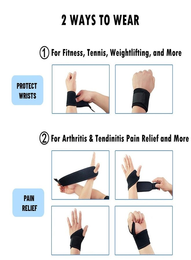 TIMA 2Pack Profession Wrist Support Brace, Wrist Brace for Sports Protecting/Tendonitis Pain Relief/Carpal Tunnel/Arthritis/Injury Recovery, Right & Left (Black) - Image 5