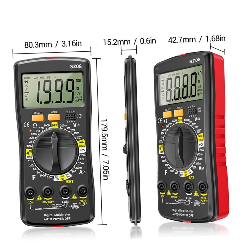 Operitacx Portable Digital Multimeter for Accurate DC AC Voltage Capacitance Measurement - Image 3