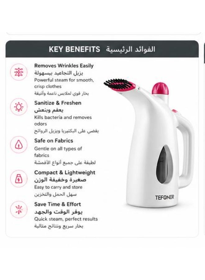 TEFONER Portable Steam Iron 1200W Handheld Garment Steamer 200ml Fast Heat Travel Clothes Steamer Wrinkle Remover for Clothes Curtains Fabric - Image 5