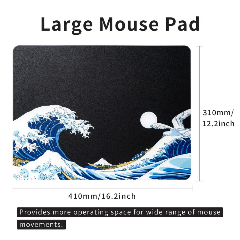 GMKWTL XVX Glass Mouse Pad for Gaming, Black Coral Sea Hard Gaming Mousepad, Professional Large Mouse Mat 410mm*310mm, Special Glass Surface with Improved Precision and Speed - Image 2