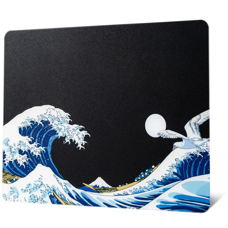 GMKWTL XVX Glass Mouse Pad for Gaming, Black Coral Sea Hard Gaming Mousepad, Professional Large Mouse Mat 410mm*310mm, Special Glass Surface with Improved Precision and Speed - Image 1