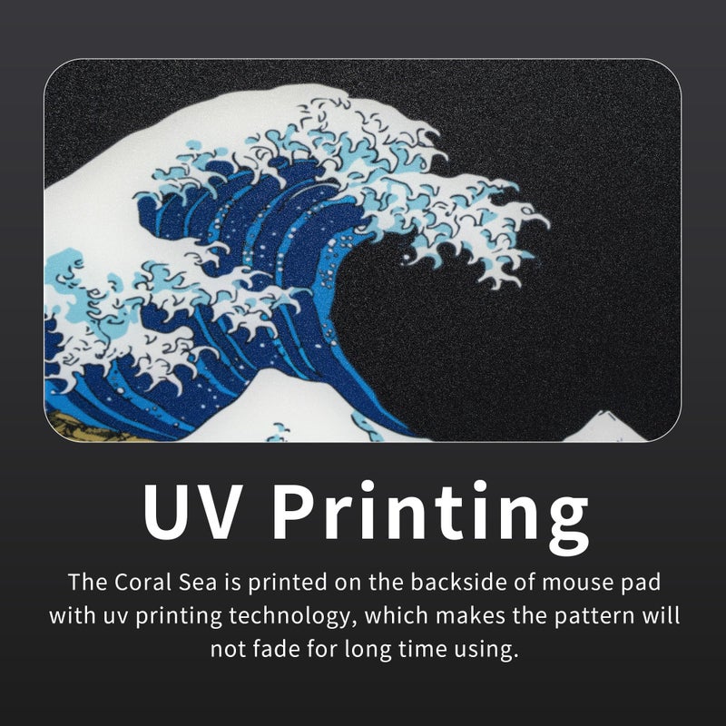 GMKWTL XVX Glass Mouse Pad for Gaming, Black Coral Sea Hard Gaming Mousepad, Professional Large Mouse Mat 410mm*310mm, Special Glass Surface with Improved Precision and Speed - Image 3