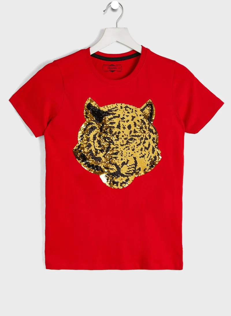 Ripples Round Neck T-Shirt Withn Sequin Detailing