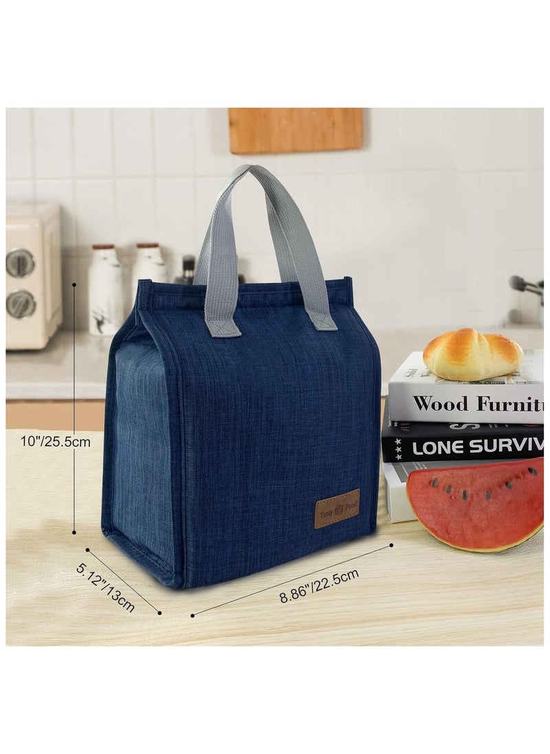 Hihonor Lunch Bag, Insulated Lunch Bag for Women Men Kids, Reusable Insulated Lunch Bag, Leakproof Simple Bento Lunch Tote, Lunch Bag Insulated, for Office, Work, School, Picnic or Travel (Blue)  - Image 2