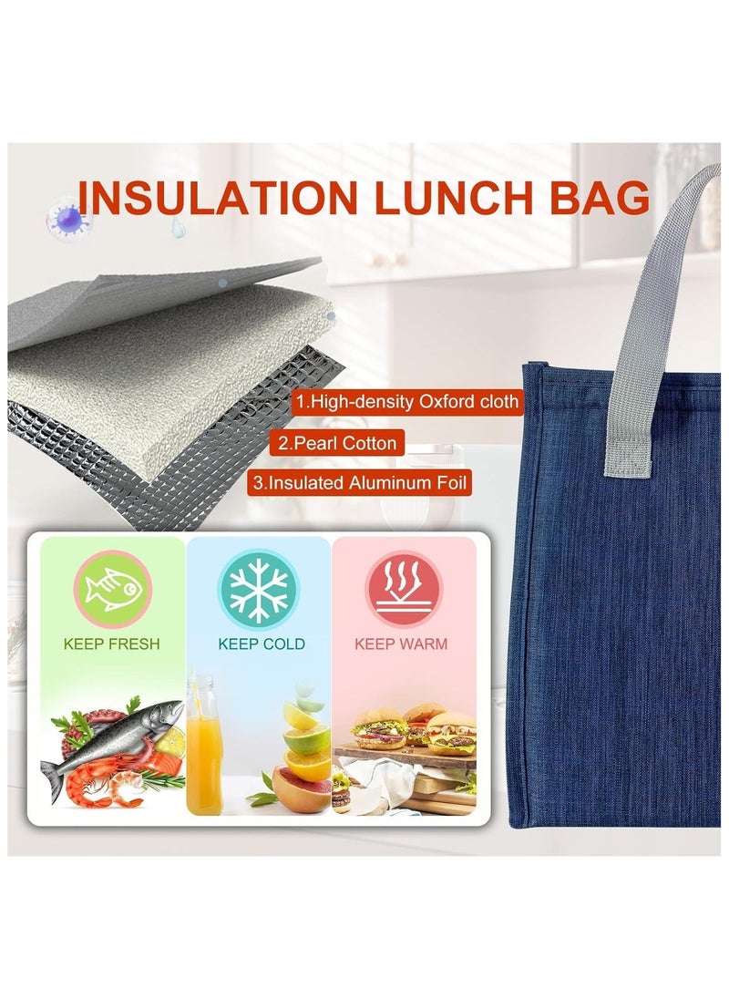 Hihonor Lunch Bag, Insulated Lunch Bag for Women Men Kids, Reusable Insulated Lunch Bag, Leakproof Simple Bento Lunch Tote, Lunch Bag Insulated, for Office, Work, School, Picnic or Travel (Blue)  - Image 4